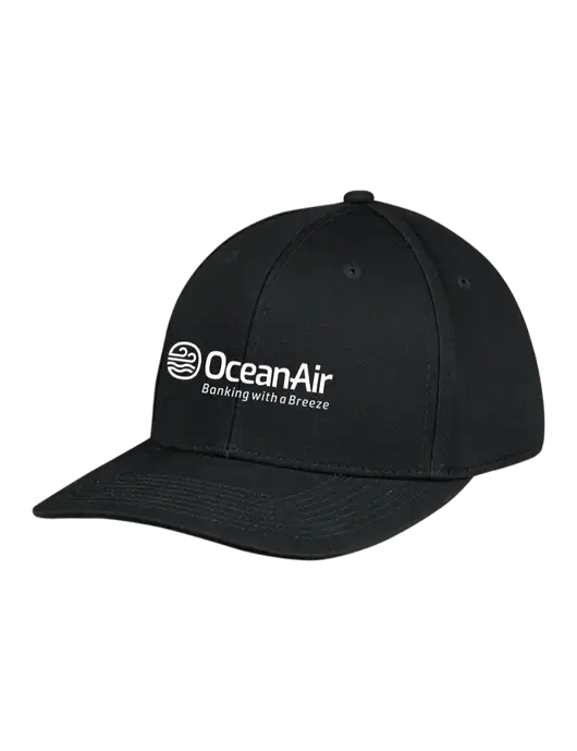 Premium Modern Structured Twill Black Snapback Cap w/OceanAir Logo