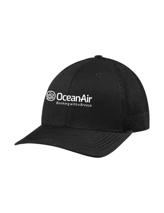 Richardson Adjustable Snapback Original 112 Trucker Cap Black w/Black Mesh w/OceanAir Logo