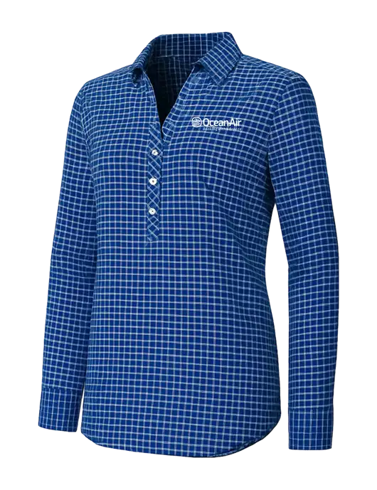 Womens Navy/White City Stretch Shirt w/OceanAir Logo