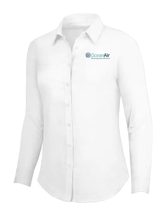 White Womens SuperPro Oxford Shirt w/OceanAir Logo