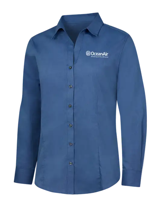Light Navy Womens Crosshatch Easy Care Shirt w/OceanAir Logo