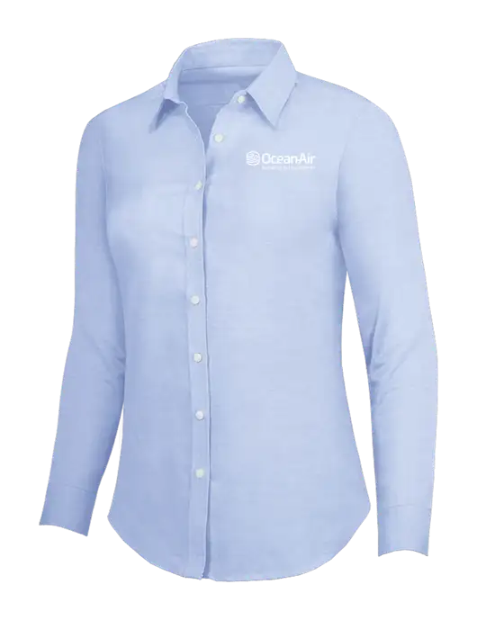 Light Blue Womens SuperPro Oxford Shirt w/OceanAir Logo