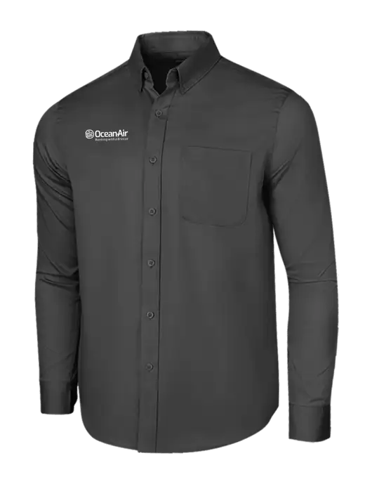 Long Sleeve Dark Grey Superpro React Twill Shirt w/OceanAir Logo