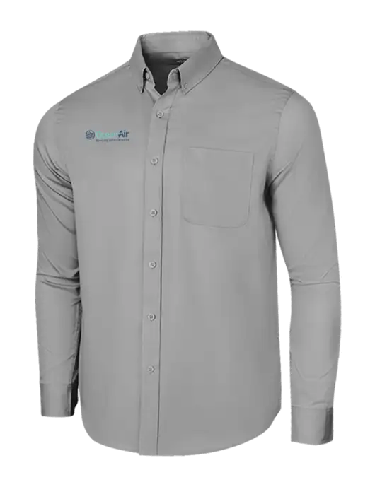 Long Sleeve Light Grey Superpro React Twill Shirt w/OceanAir Logo