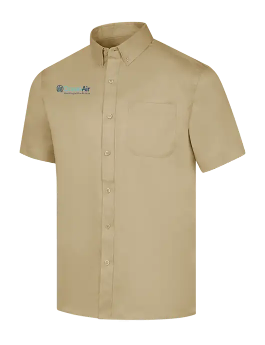 Short Sleeve Dark Tan Superpro React Twill Shirt w/OceanAir Logo