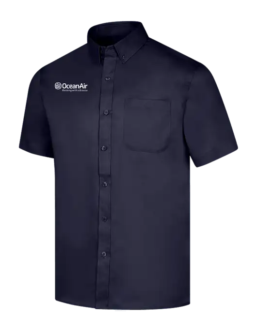 Short Sleeve Navy Superpro React Twill Shirt w/OceanAir Logo
