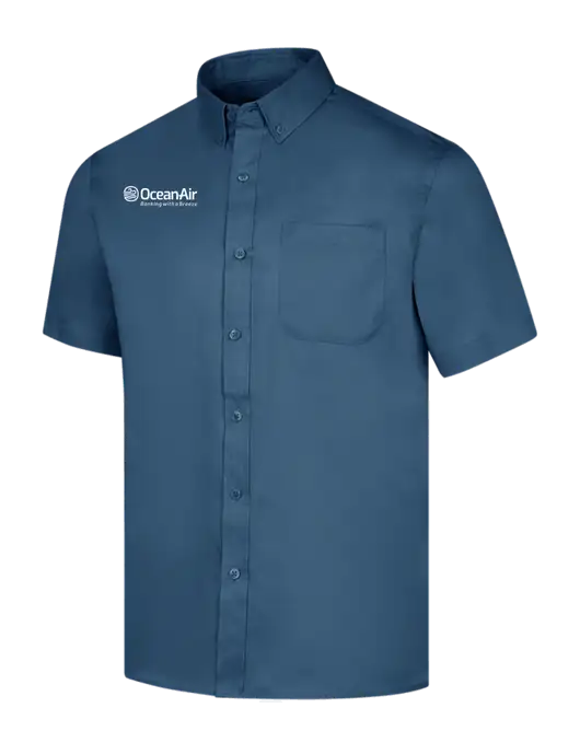 Short Sleeve Light Navy Superpro React Twill Shirt w/OceanAir Logo
