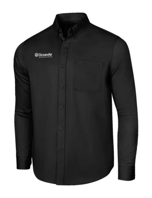 Long Sleeve Deep Black Superpro React Twill Shirt w/OceanAir Logo