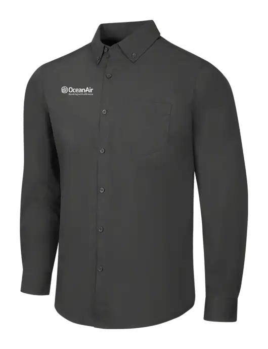 Dark Grey Long Sleeve Carefree Poplin Shirt w/OceanAir Logo