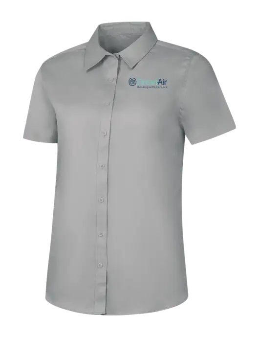 Womens Light Grey Short Sleeve Superpro React Twill Shirt w/OceanAir Logo