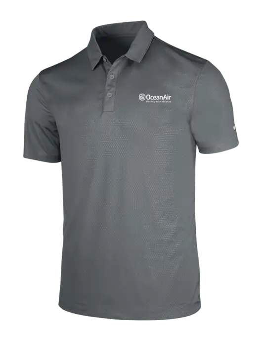 NIKE Medium Grey Dri-Fit Embossed Tri-Blade Polo w/OceanAir Logo