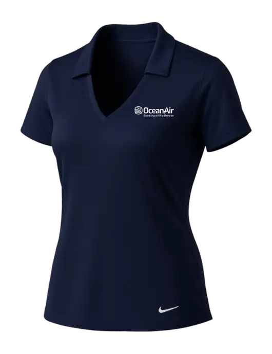 NIKE Dark Navy Womens Dri-Fit Vertical Mesh Polo w/OceanAir Logo