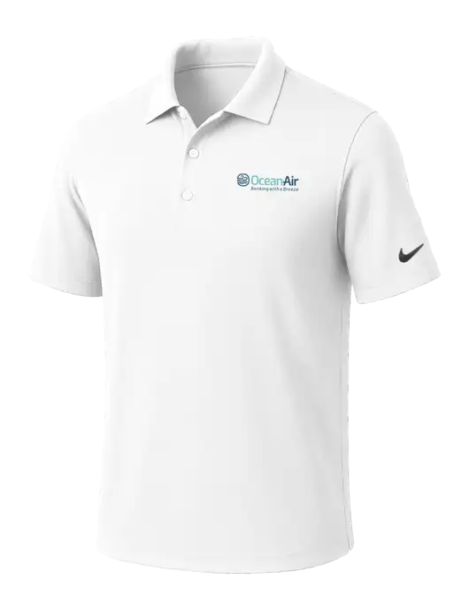 NIKE White Dri-Fit Micro Pique Polo w/OceanAir Logo