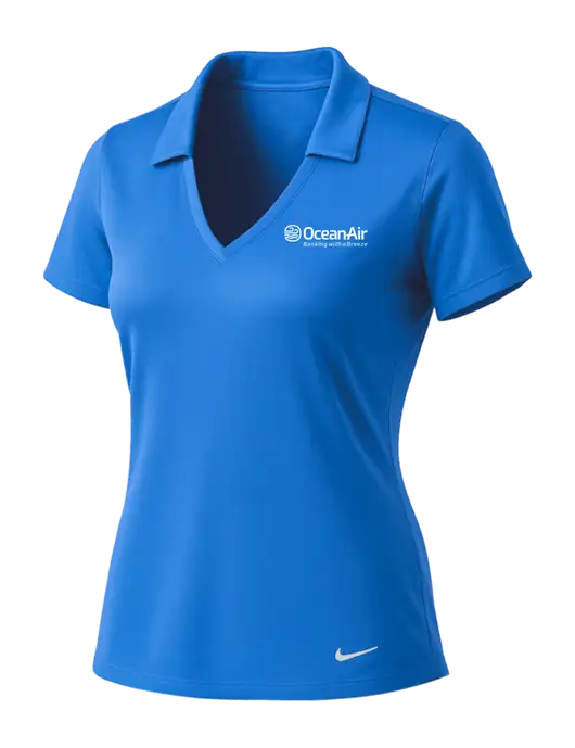 NIKE Carolina Blue Womens Dri-Fit Vertical Mesh Polo w/OceanAir Logo