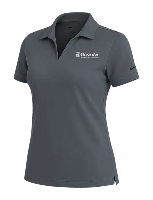 NIKE Dark Grey Womens Dri-Fit Micro Pique Polo w/OceanAir Logo