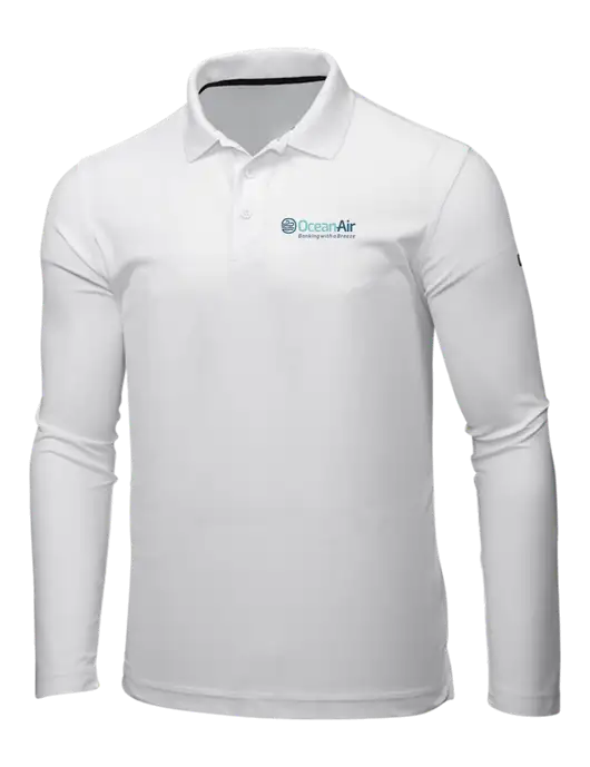 OGIO Bright White Caliber 2.0 Long Sleeve Polo w/OceanAir Logo