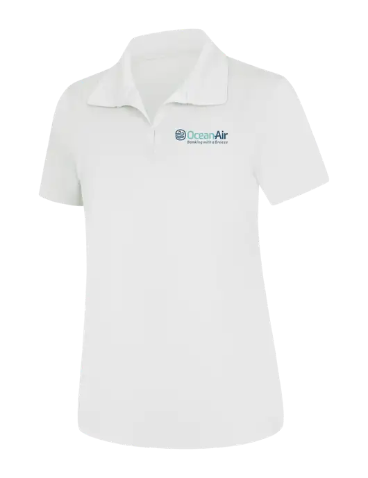 Womens White Micropique Sport-Wick Polo w/OceanAir Logo