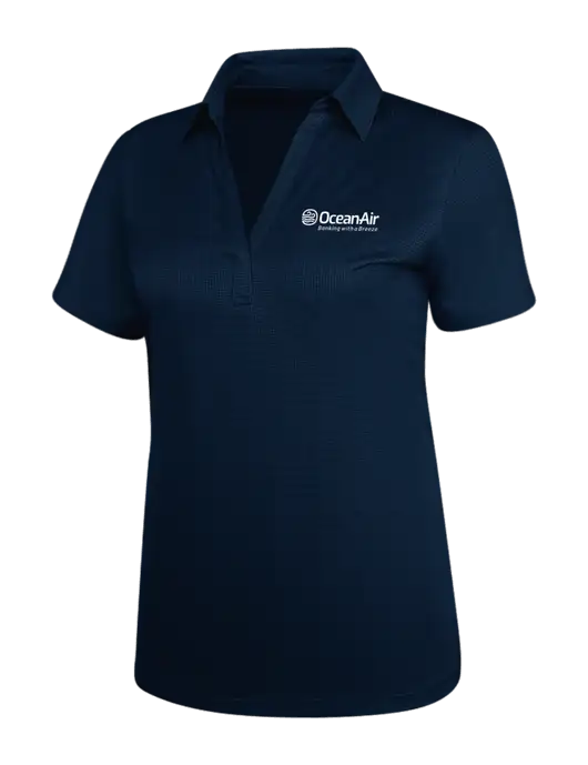 Navy Womens Performance Fine Jacquard Polo w/OceanAir Logo