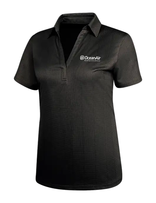 Black Womens Performance Fine Jacquard Polo w/OceanAir Logo