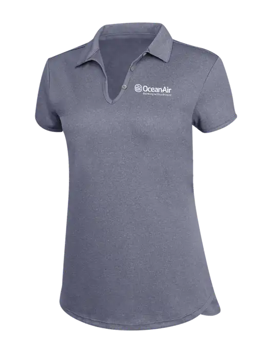 True Navy Womens Trace Heather Polo w/OceanAir Logo