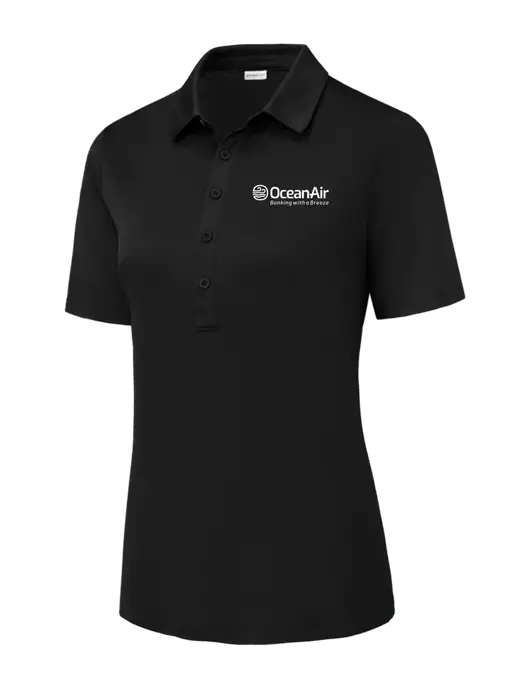 Black Womens Posi-UV Pro Polo w/OceanAir Logo