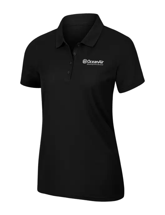 Womens Black Core Classic Pique Polo w/OceanAir Logo