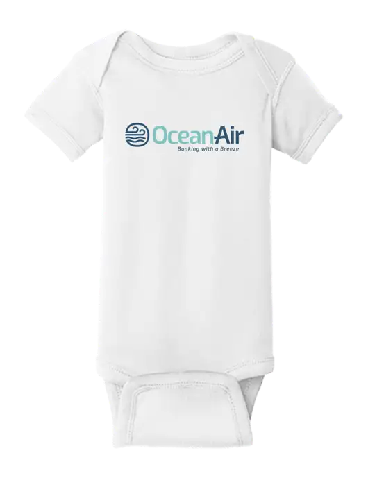 Rabbit Skins White Infant Short Sleeve Baby Rib Bodysuit w/OceanAir Logo