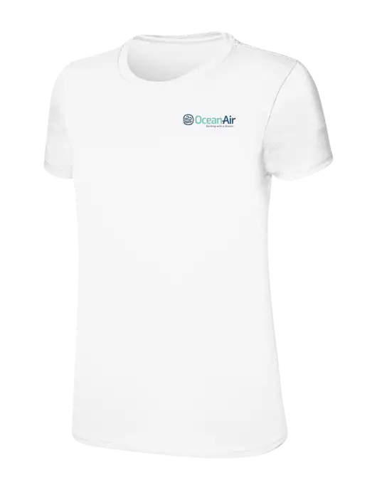Womens Ring Spun White 4.5 oz T-Shirt w/OceanAir Logo