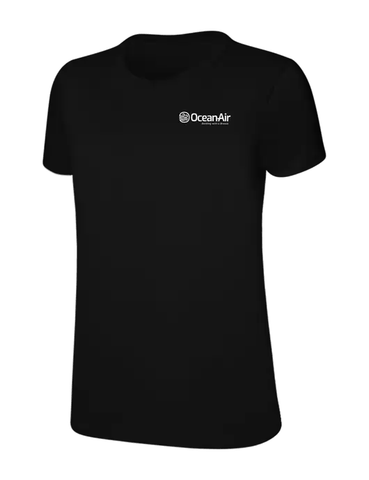 Womens Ring Spun Jet Black 4.5 oz T-Shirt w/OceanAir Logo