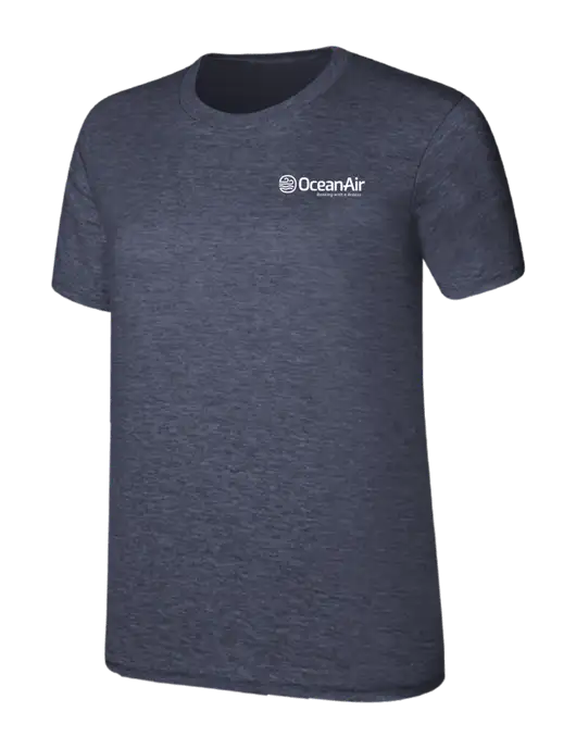 Womens Ring Spun Heather Navy 4.5 oz T-Shirt w/OceanAir Logo