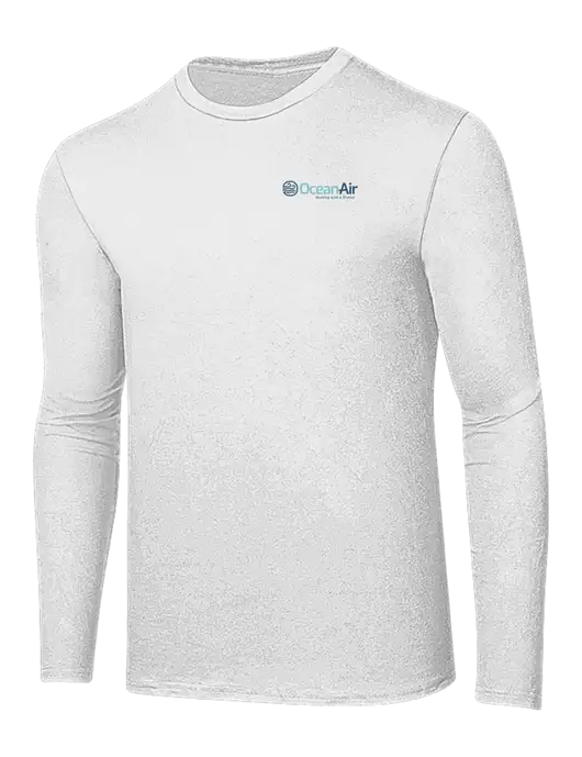 Ring Spun White 4.5 oz Long Sleeve T-Shirt w/OceanAir Logo
