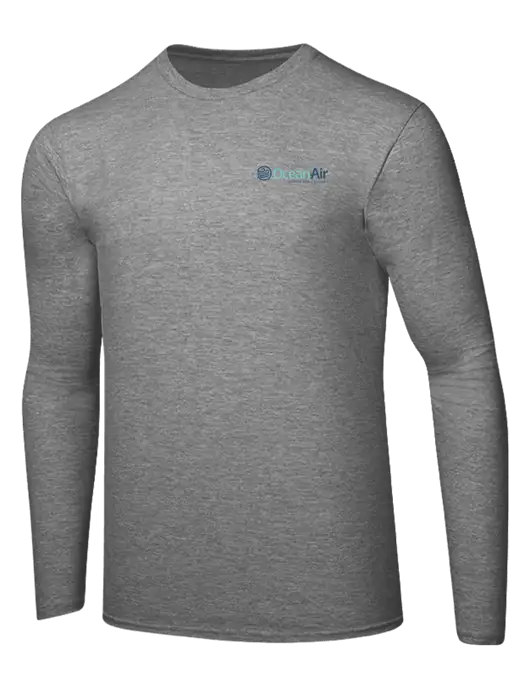 Ring Spun Light Heather Grey 4.5 oz Long Sleeve T-Shirt w/OceanAir Logo