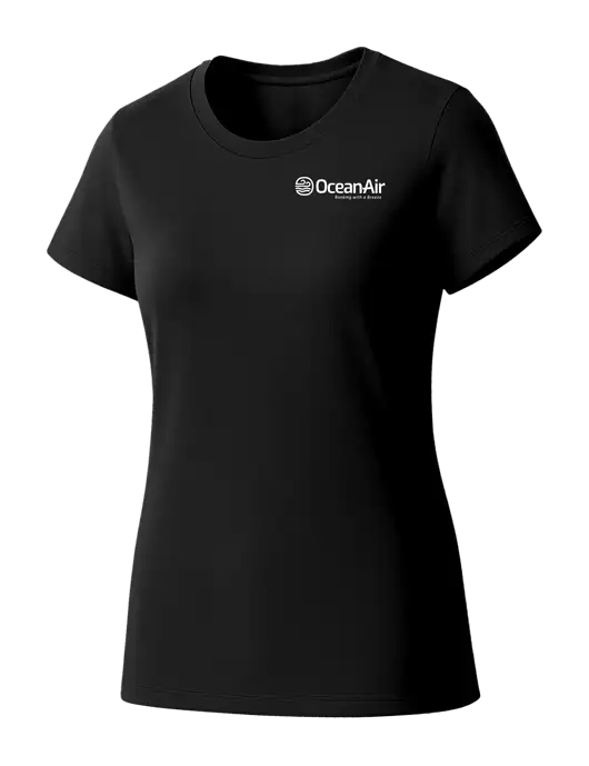 Womens Seriously Soft Black T-Shirt w/OceanAir Logo