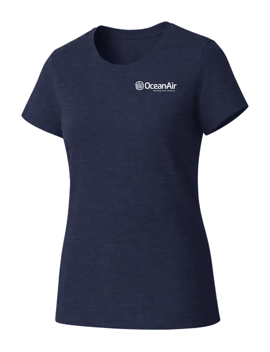 Womens Seriously Soft Heathered Navy T-Shirt w/OceanAir Logo