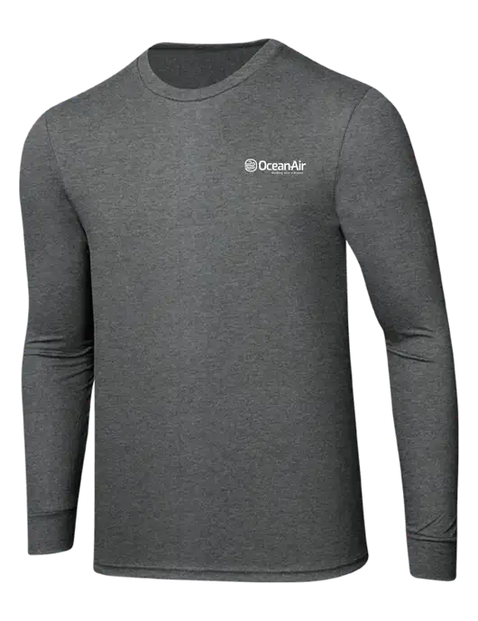 Simply Soft Long Sleeve Medium Grey Frost 4.5 oz, Poly/Combed Ring Spun Cotton T-Shirt w/OceanAir Logo