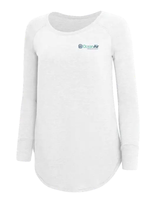 Womens Perfect Wide Collar Tunic Tri-Blend White 4.5 oz T-Shirt w/OceanAir Logo