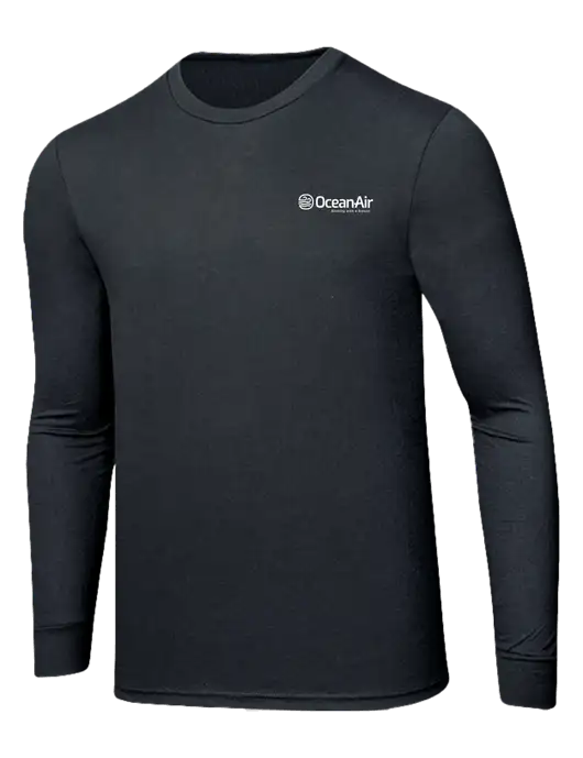 Simply Soft Long Sleeve Black Frost 4.5 oz, Poly/Combed Ring Spun Cotton T-Shirt w/OceanAir Logo