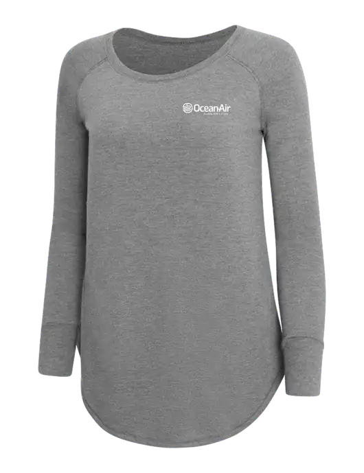 Womens Perfect Wide Collar Tunic Tri-Blend Grey Frost 4.5 oz T-Shirt w/OceanAir Logo