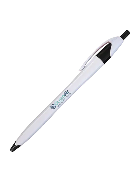 Novella White/Black Classic Pen - Blue Ink w/OceanAir Logo