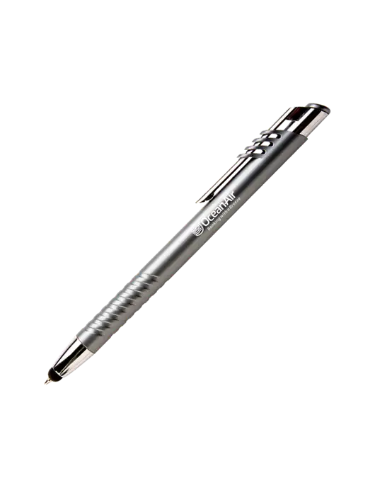Schirhart Grey Stylus Pen - Blue Ink w/OceanAir Logo