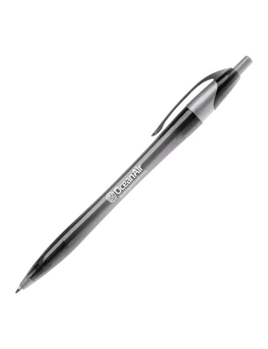 Novella Translucent Black/Silver Jewel Pen - Blue Ink w/OceanAir Logo