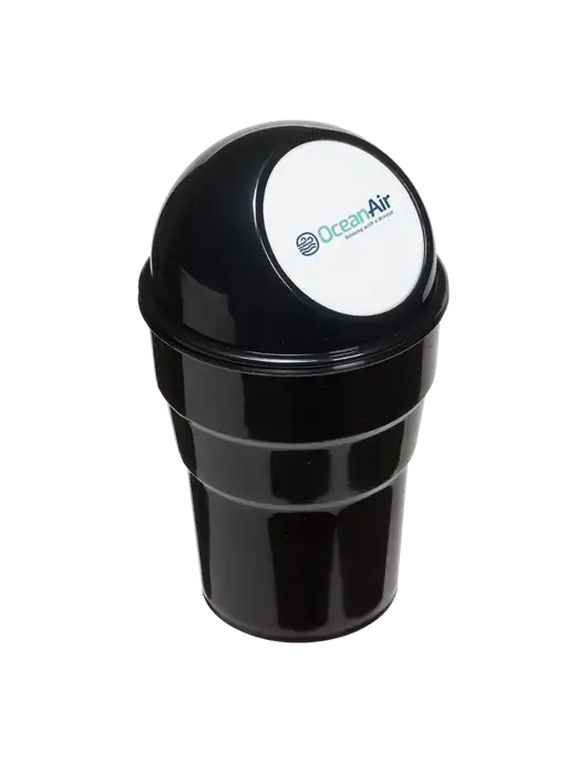 Black Car Cup Holder Trash Can w/OceanAir Logo