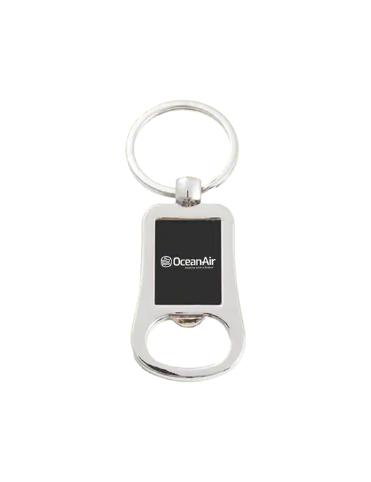 Silver & Black Bottle Opener Keychain w/OceanAir Logo