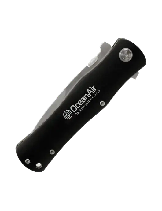 Black Folding Knife with Pocket Clip w/OceanAir Logo