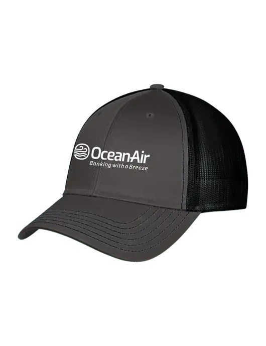 Charcoal & Black Mesh Trucker Cap Snap Back w/OceanAir Logo