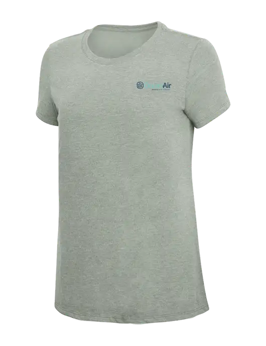 Womens Simply Soft Heathered Light Grey 4.5oz Poly/Combed Ring Spun Cotton T-Shirt w/OceanAir Logo