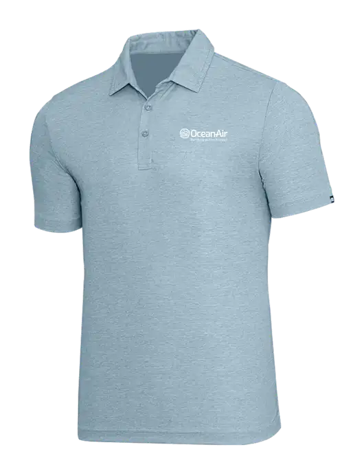 TravisMathew Light Blue Heather Oceanside Polo w/OceanAir Logo