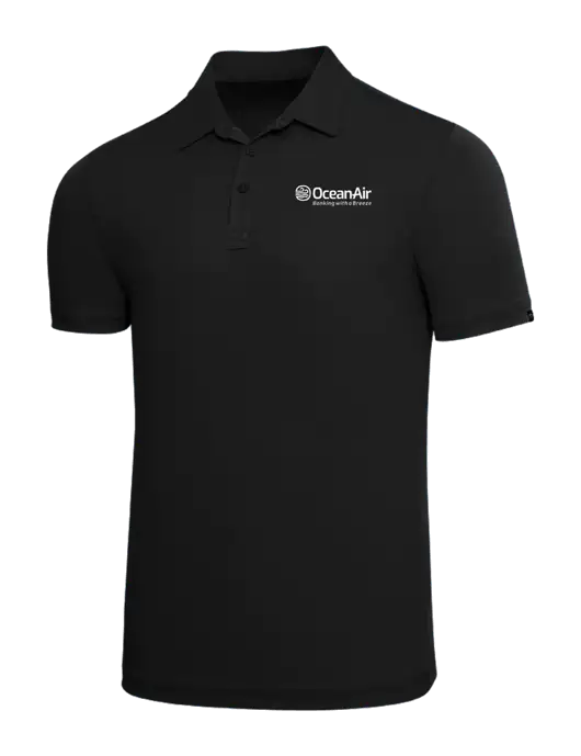 TravisMathew Black Solid Oceanside Polo w/OceanAir Logo