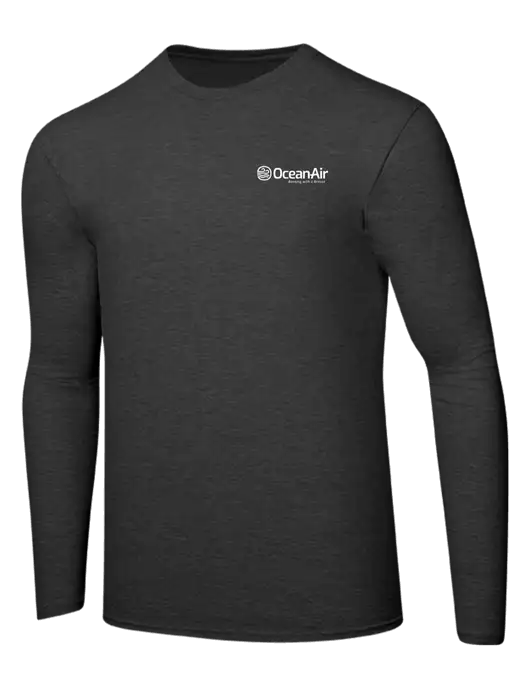 Ring Spun Dark Heather Grey 4.5 oz Long Sleeve T-Shirt w/OceanAir Logo