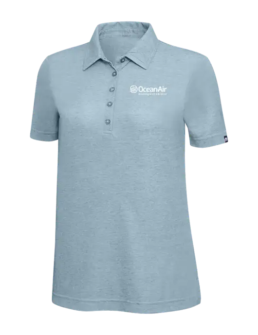 TravisMathew Light Blue Heather Womens  Oceanside Polo w/OceanAir Logo